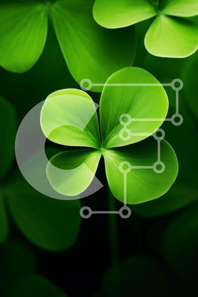 Σετ των 2 Intra Συλλεκτικό Ξύλινο Παζλ Plywood  4mm - Κοντινό πλάνο τετράφυλλων τριφυλλιών στο πράσινο πεδίο Σε Ξύλινο Κουτί - Διαστάσεις: 10x10 cm – 25 κομμάτια