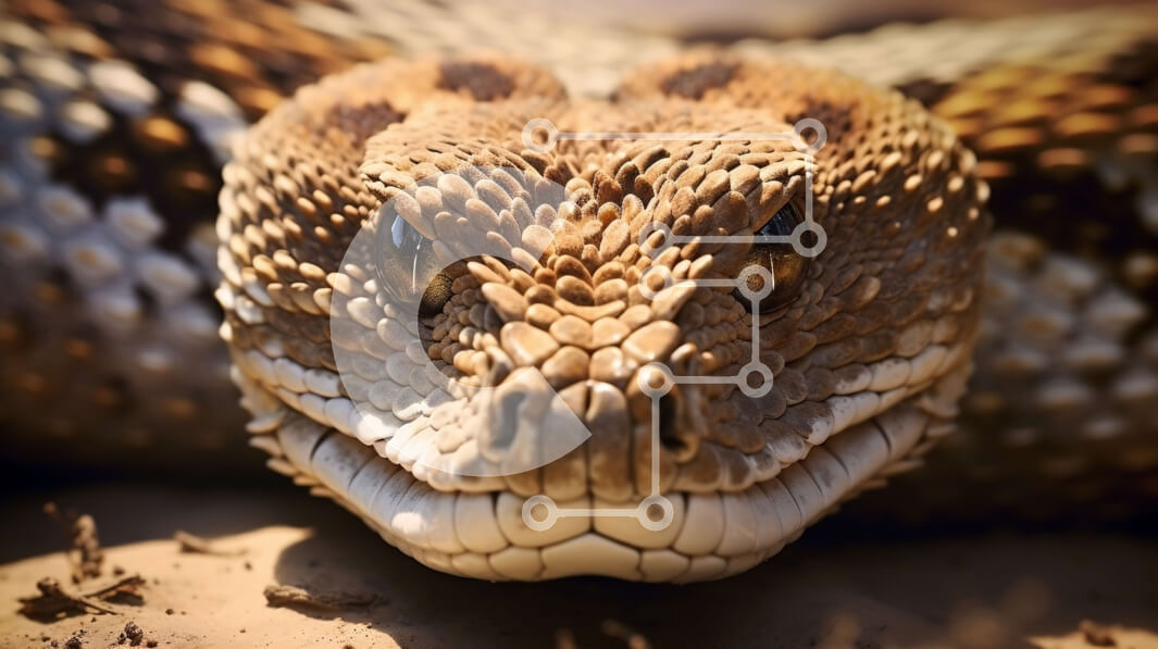 Intra Συλλεκτικό Ξύλινο Παζλ Plywood  4mm - Κοντινή εικόνα του κεφαλιού ενός κροταλία Σε Ξύλινο Κουτί - Διαστάσεις: 10x10 cm – 25 κομμάτια