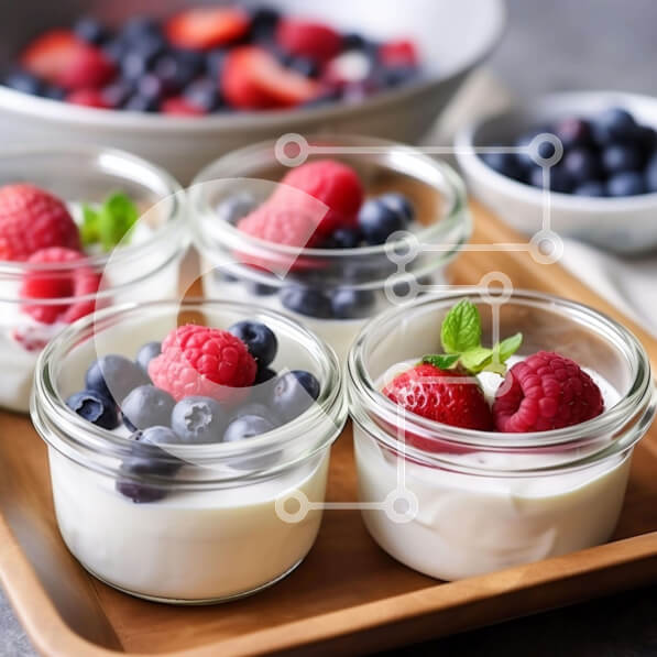 Σετ των 2 Intra Συλλεκτικό Ξύλινο Παζλ Plywood  4mm - Νόστιμα και υγιεινά σνακ γιαουρτιού σε γυάλινα βάζα Σε Ξύλινο Κουτί - Διαστάσεις: 10x10 cm – 25 κομμάτια