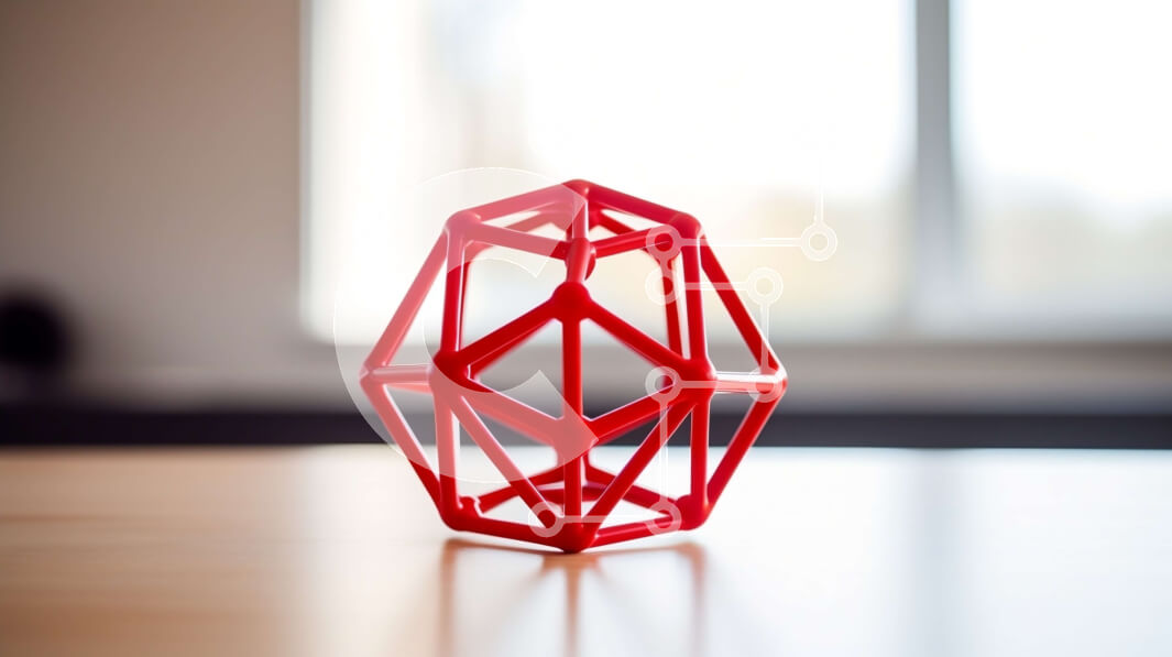 Intra Συλλεκτικό Ξύλινο Παζλ Plywood  4mm - Κόκκινο γεωμετρικό γλυπτό στο τραπέζι με ανοιχτό παράθυρο Σε Ξύλινο Κουτί - Διαστάσεις Puzzle: 10x10 cm – 25 κομμάτια