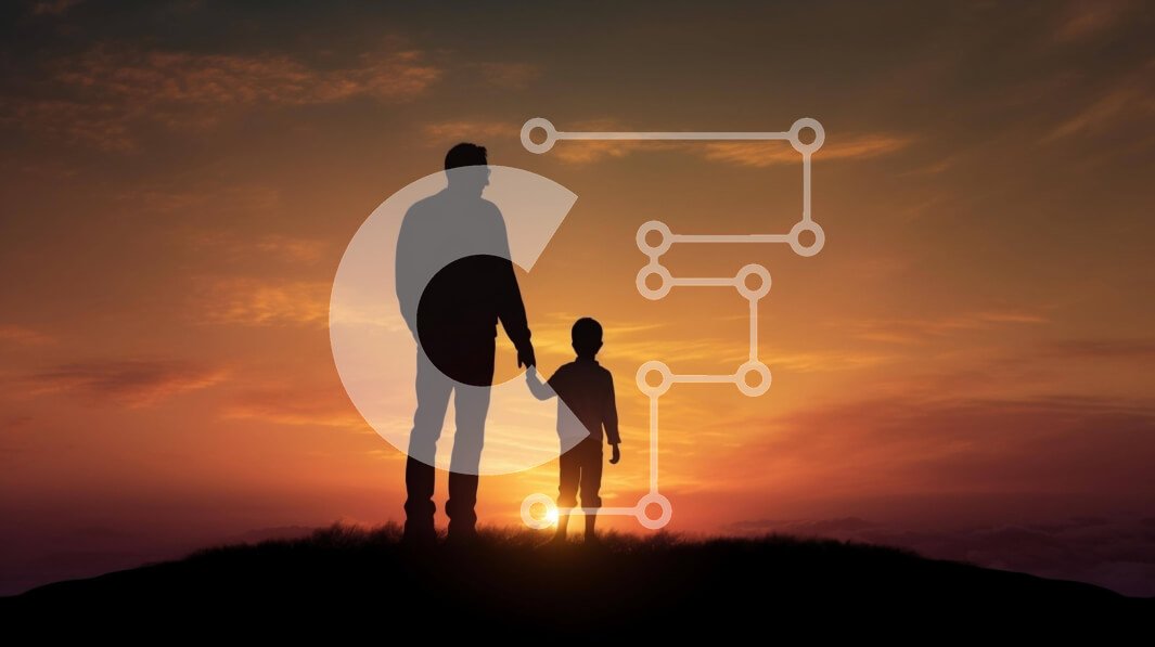 Intra Συλλεκτικό Ξύλινο Παζλ Plywood  4mm - Σιλουέτα άνδρα και παιδιού στο ηλιοβασίλεμα Σε Ξύλινο Κουτί - Διαστάσεις Puzzle: 10x10 cm – 25 κομμάτια