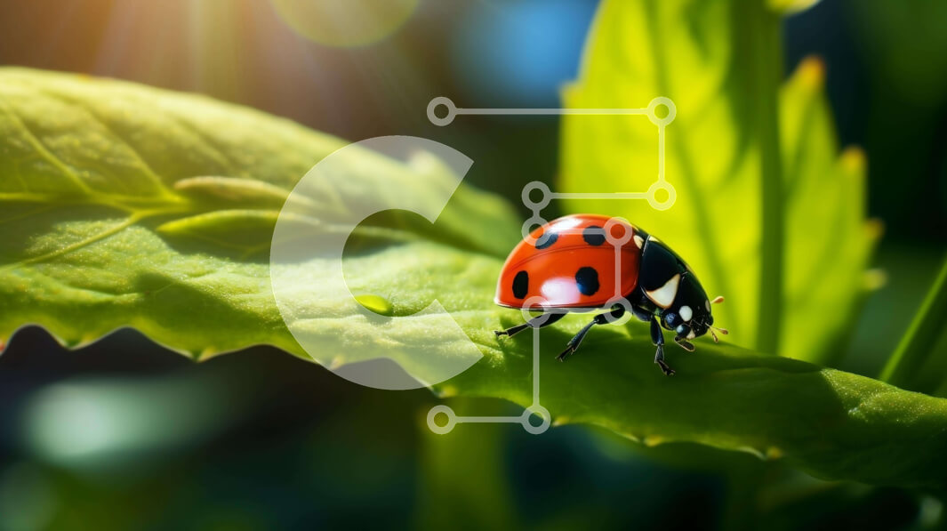 Intra Συλλεκτικό Ξύλινο Παζλ Plywood  4mm - Πασχαλίτσα στο πράσινο φύλλο στο φως του ήλιου Σε Ξύλινο Κουτί - Διαστάσεις: 10x10 cm – 25 κομμάτια