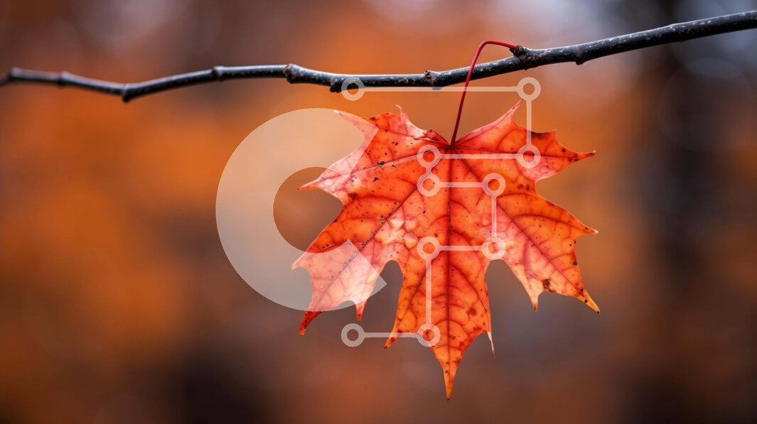 Intra Συλλεκτικό Ξύλινο Παζλ Plywood  4mm - Φθινοπωρινό φύλλο στο κλαδί Σε Ξύλινο Κουτί - Διαστάσεις: 10x10 cm – 25 κομμάτια