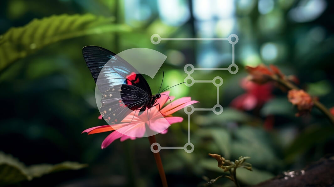 Intra Συλλεκτικό Ξύλινο Παζλ Plywood  4mm - Μαύρη και κόκκινη πεταλούδα στο πορτοκαλί λουλούδι Σε Ξύλινο Κουτί - Διαστάσεις: 10x10 cm – 25 κομμάτια