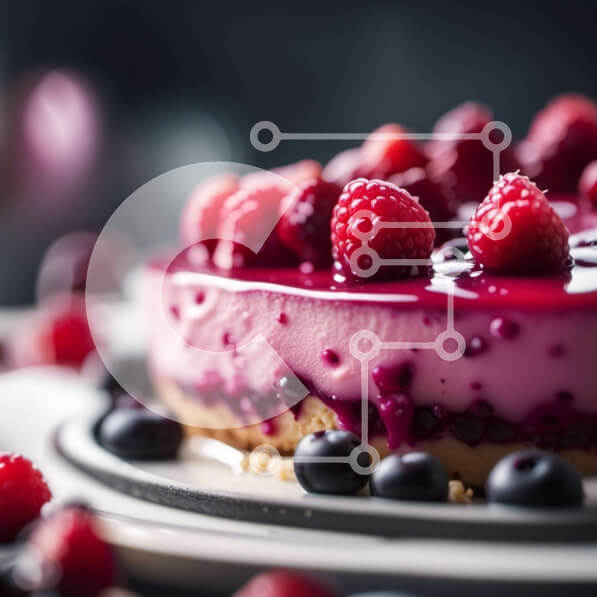 Σετ των 2 Intra Συλλεκτικό Ξύλινο Παζλ Plywood  4mm - Νόστιμο Cheesecake Raspberry με φρέσκα σμέουρα σε ένα πιάτο Σε Ξύλινο Κουτί - Διαστάσεις: 10x10 cm – 25 κομμάτια