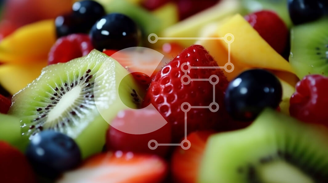 Σετ των 2 Intra Συλλεκτικό Ξύλινο Παζλ Plywood  4mm - Υγιεινό και νόστιμο μπολ με μικτά φρούτα με ακτινίδιο, φράουλες και βατόμουρα Σε Ξύλινο Κουτί - Διαστάσεις: 10x10 cm – 25 κομμάτια