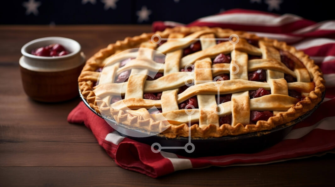 Σετ των 2 Intra Συλλεκτικό Ξύλινο Παζλ Plywood  4mm - Πίτα αμερικανικής σημαίας με κράνμπερι Σε Ξύλινο Κουτί - Διαστάσεις: 10x10 cm – 25 κομμάτια