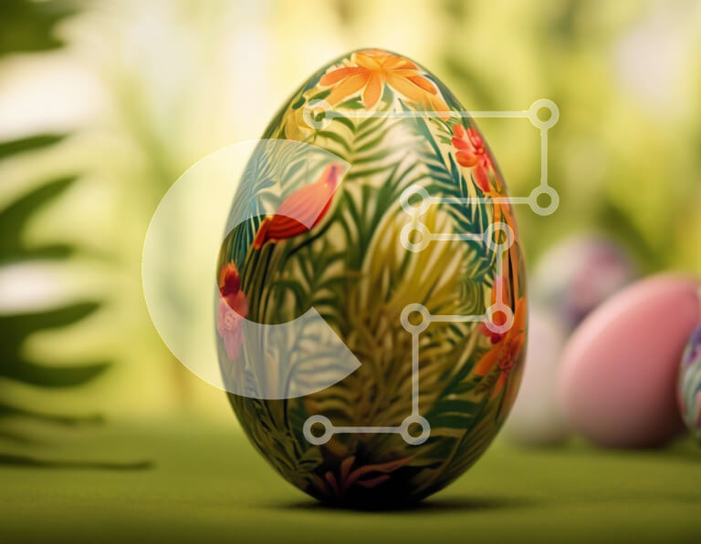 Intra Συλλεκτικό Ξύλινο Παζλ Plywood  4mm - Πολύχρωμο Πασχαλινό αυγό με λουλουδάτο μοτίβο Σε Ξύλινο Κουτί - Διαστάσεις: 10x10 cm – 25 κομμάτια