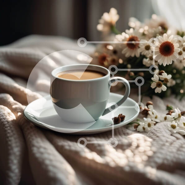 Σετ των 2 Intra Συλλεκτικό Ξύλινο Παζλ Plywood  4mm - Κομψό φλιτζάνι καφέ με μια όμορφη μαργαρίτα Σε Ξύλινο Κουτί - Διαστάσεις: 10x10 cm – 25 κομμάτια