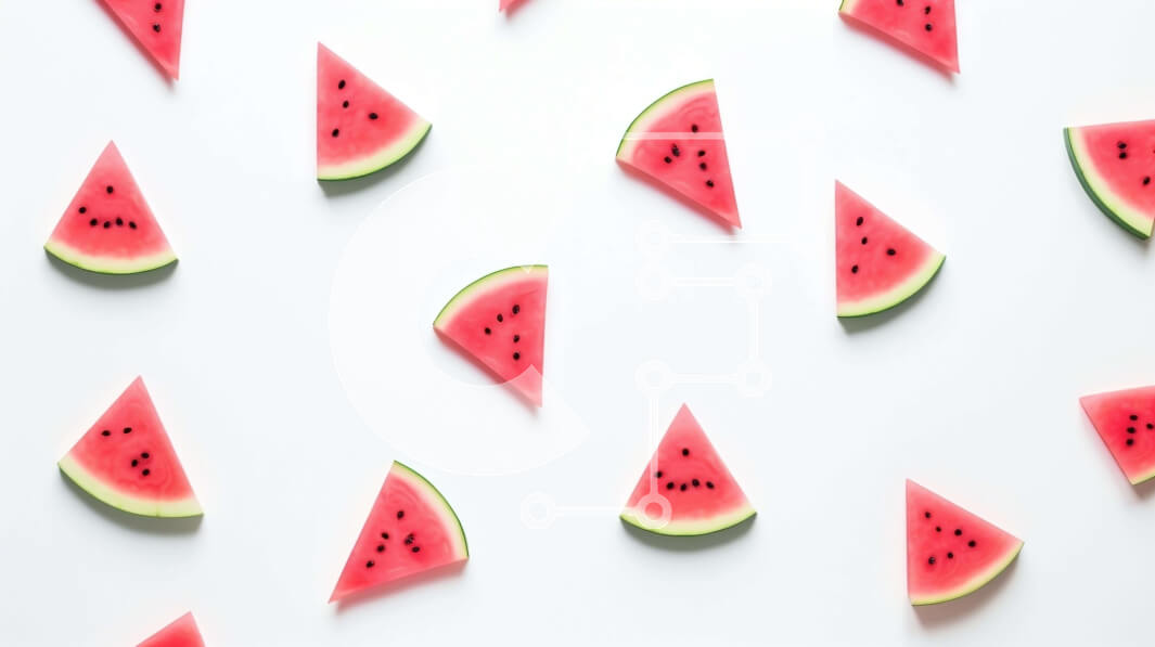 Σετ των 2 Intra Συλλεκτικό Ξύλινο Παζλ Plywood  4mm - Φέτες καρπούζι σε λευκό φόντο Σε Ξύλινο Κουτί - Διαστάσεις: 10x10 cm – 25 κομμάτια