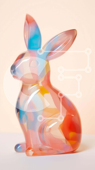 Intra Συλλεκτικό Ξύλινο Παζλ Plywood  4mm - Πολύχρωμο ειδώλιο λαγουδάκι σε υπόλευκο φόντο Σε Ξύλινο Κουτί - Διαστάσεις: 10x10 cm – 25 κομμάτια