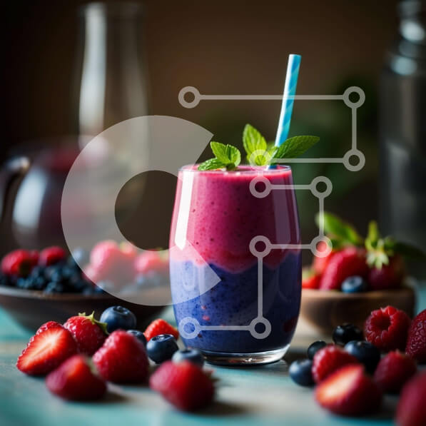 Σετ των 2 Intra Συλλεκτικό Ξύλινο Παζλ Plywood  4mm - Δροσιστικό Smoothie Berry με φράουλες, σμέουρα και βατόμουρα Σε Ξύλινο Κουτί - Διαστάσεις: 10x10 cm – 25 κομμάτια