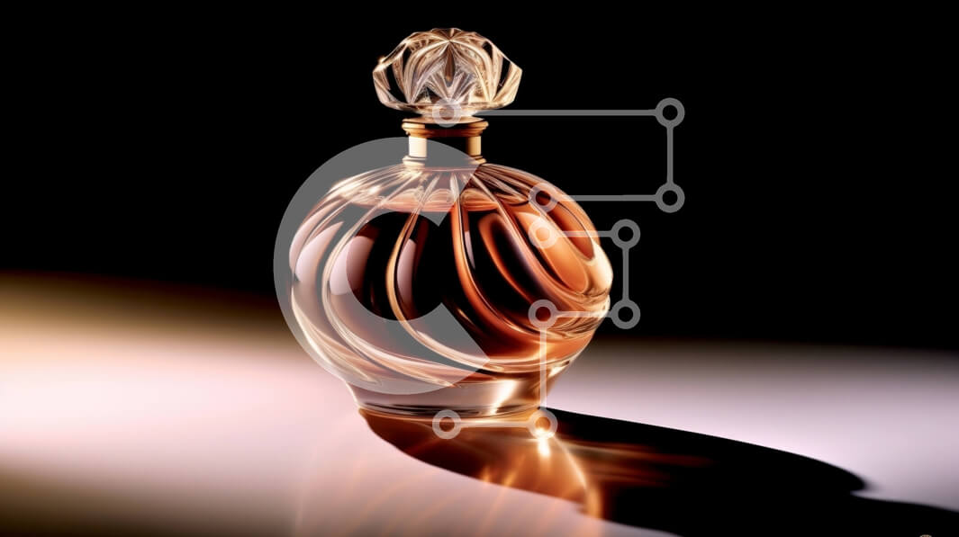 Intra Συλλεκτικό Ξύλινο Παζλ Plywood  4mm - Κομψό μπουκάλι αρώματος με αντανάκλαση της γυναίκας στο φόντο Σε Ξύλινο Κουτί - Διαστάσεις Puzzle: 10x10 cm – 25 κομμάτια