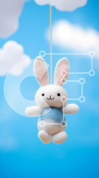 Σετ των 2 Intra Συλλεκτικό Ξύλινο Παζλ Plywood  4mm - Λευκό λαγουδάκι που κρέμεται στον ουρανό Σε Ξύλινο Κουτί - Διαστάσεις: 10x10 cm – 25 κομμάτια