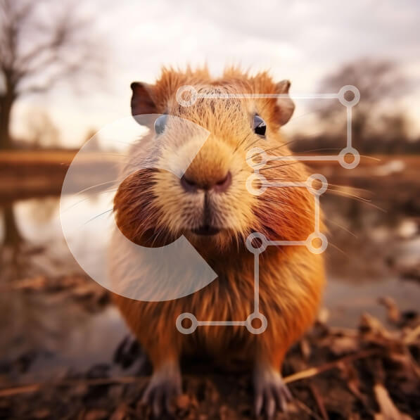 Intra Συλλεκτικό Ξύλινο Παζλ Plywood  4mm - Αξιολάτρευτη εικόνα ενός περίεργου ινδικού χοιριδίου δίπλα στο νερό Σε Ξύλινο Κουτί - Διαστάσεις: 10x10 cm – 25 κομμάτια