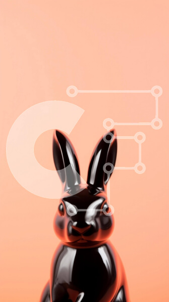 Intra Συλλεκτικό Ξύλινο Παζλ Plywood  4mm - Ειδώλιο μαύρο λαγουδάκι σε πορτοκαλί φόντο Σε Ξύλινο Κουτί - Διαστάσεις: 10x10 cm – 25 κομμάτια