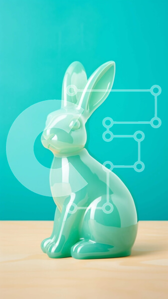 Intra Συλλεκτικό Ξύλινο Παζλ Plywood  4mm - Πράσινο ειδώλιο λαγουδάκι σε ξύλινο τραπέζι Σε Ξύλινο Κουτί - Διαστάσεις: 10x10 cm – 25 κομμάτια