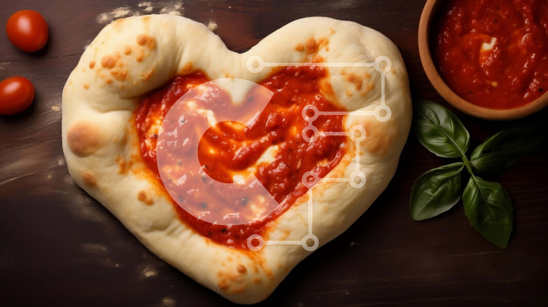 Σετ των 2 Intra Συλλεκτικό Ξύλινο Παζλ Plywood  4mm - Πίτσα σε σχήμα καρδιάς με σάλτσα ντομάτας σε τραπέζι Σε Ξύλινο Κουτί - Διαστάσεις: 10x10 cm – 25 κομμάτια