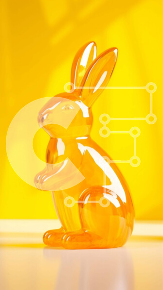 Intra Συλλεκτικό Ξύλινο Παζλ Plywood  4mm - Πολύχρωμο ειδώλιο λαγουδάκι σε πορτοκαλί φόντο Σε Ξύλινο Κουτί - Διαστάσεις: 10x10 cm – 25 κομμάτια