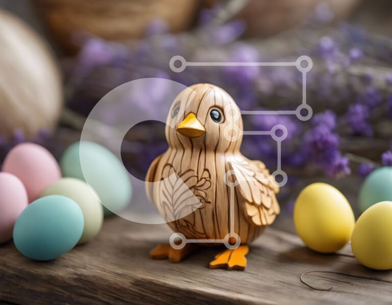 Intra Συλλεκτικό Ξύλινο Παζλ Plywood  4mm - Πολύχρωμα Πασχαλινά αυγά και ξύλινο παιχνίδι πουλιών Σε Ξύλινο Κουτί - Διαστάσεις: 10x10 cm – 25 κομμάτια