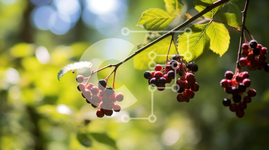 Intra Συλλεκτικό Ξύλινο Παζλ Plywood  4mm - Κόκκινα μούρα στον κλάδο δέντρων Σε Ξύλινο Κουτί - Διαστάσεις: 10x10 cm – 25 κομμάτια