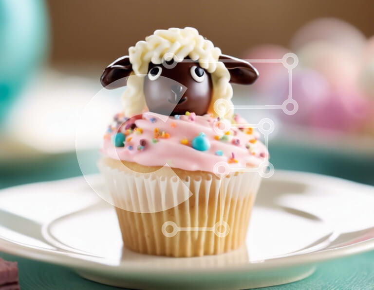 Σετ των 2 Intra Συλλεκτικό Ξύλινο Παζλ Plywood  4mm - Cupcake με πασχαλινό θέμα με ειδώλιο προβάτου και πασχαλινά αυγά Σε Ξύλινο Κουτί - Διαστάσεις: 10x10 cm – 25 κομμάτια