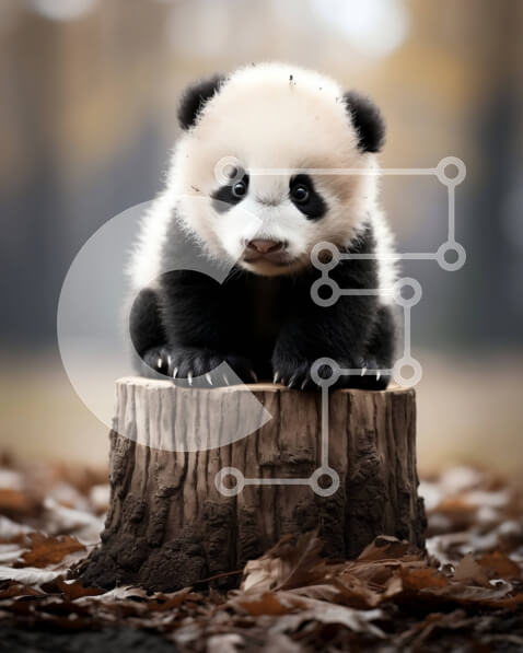 Σετ των 2 Intra Συλλεκτικό Ξύλινο Παζλ Plywood  4mm - Χαριτωμένη φωτογραφία του μωρού Panda σε ένα φυσικό βιότοπο Σε Ξύλινο Κουτί - Διαστάσεις: 10x10 cm – 25 κομμάτια