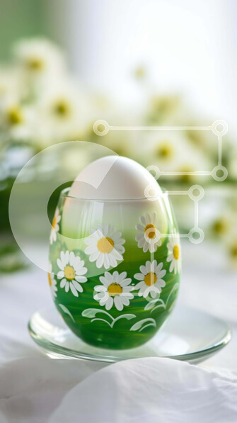 Intra Συλλεκτικό Ξύλινο Παζλ Plywood  4mm - Αυγό σε γυάλινο μπολ με μαργαρίτες στο πιάτο Σε Ξύλινο Κουτί - Διαστάσεις: 10x10 cm – 25 κομμάτια