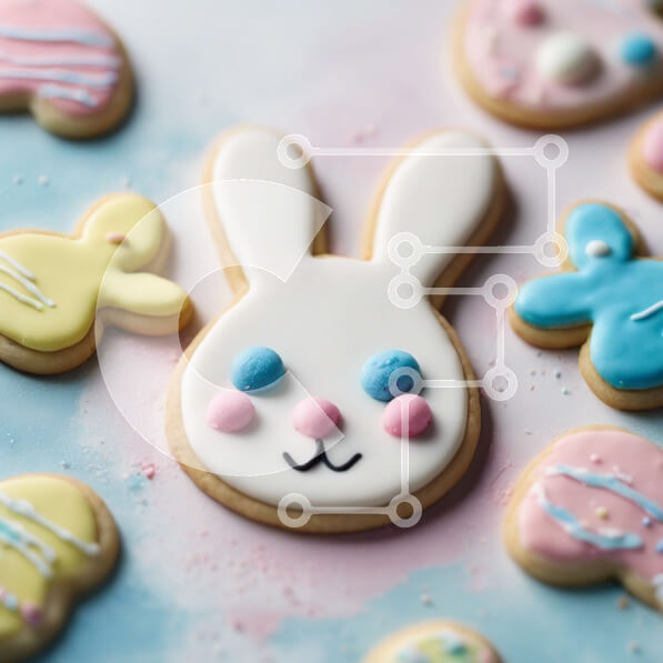 Σετ των 2 Intra Συλλεκτικό Ξύλινο Παζλ Plywood  4mm - Πασχαλινά μπισκότα λαγουδάκι με παστέλ χρώματα Σε Ξύλινο Κουτί - Διαστάσεις: 10x10 cm – 25 κομμάτια