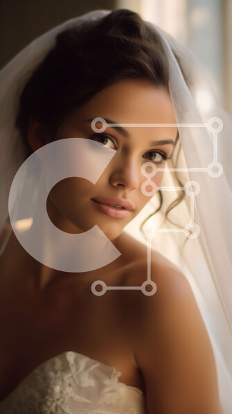 Intra Συλλεκτικό Ξύλινο Παζλ Plywood  4mm - Εκπληκτική νύφη με λευκό νυφικό με μακρύ πέπλο Σε Ξύλινο Κουτί - Διαστάσεις Puzzle: 10x10 cm – 25 κομμάτια