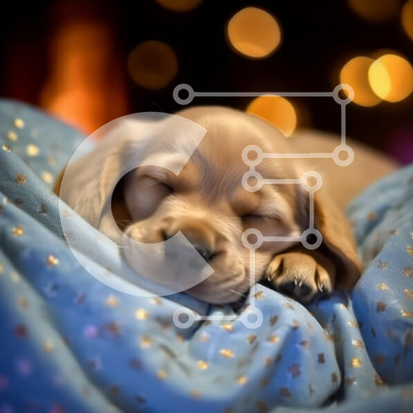 Intra Συλλεκτικό Ξύλινο Παζλ Plywood  4mm - Αξιολάτρευτη εικόνα ενός κουταβιού που κοιμάται Golden Retriever Σε Ξύλινο Κουτί - Διαστάσεις: 10x10 cm – 25 κομμάτια