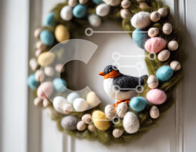 Intra Συλλεκτικό Ξύλινο Παζλ Plywood  4mm - Πολύχρωμο Πασχαλινό στεφάνι με πουλί και αυγά Σε Ξύλινο Κουτί - Διαστάσεις: 10x10 cm – 25 κομμάτια