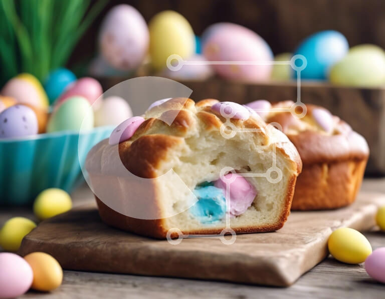 Σετ των 2 Intra Συλλεκτικό Ξύλινο Παζλ Plywood  4mm - Μάφιν με πασχαλινό θέμα με πολύχρωμα αυγά Σε Ξύλινο Κουτί - Διαστάσεις: 10x10 cm – 25 κομμάτια