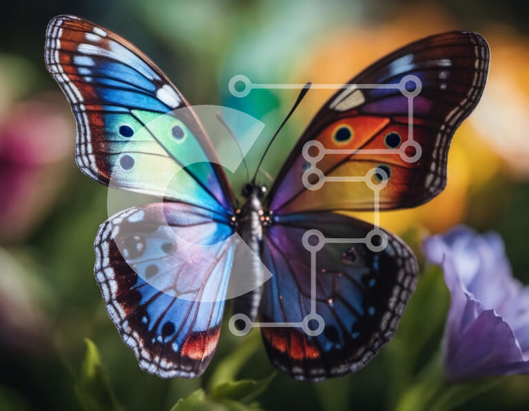 Intra Συλλεκτικό Ξύλινο Παζλ Plywood  4mm - Δονούμενη πεταλούδα σε ένα λουλούδι Σε Ξύλινο Κουτί - Διαστάσεις: 10x10 cm – 25 κομμάτια