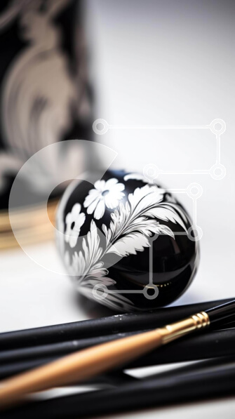 Intra Συλλεκτικό Ξύλινο Παζλ Plywood  4mm - Ασπρόμαυρο κεραμικό αυγό με χρυσά πινέλα βαφής Σε Ξύλινο Κουτί - Διαστάσεις: 10x10 cm – 25 κομμάτια