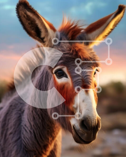 Σετ των 2 Intra Συλλεκτικό Ξύλινο Παζλ Plywood  4mm - Περίεργος γάιδαρος σε ένα χωράφι στο ηλιοβασίλεμα Σε Ξύλινο Κουτί - Διαστάσεις: 10x10 cm – 25 κομμάτια