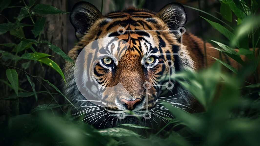 Intra Συλλεκτικό Ξύλινο Παζλ Plywood  4mm - Άγριος Τίγρης που περιπλανιέται στη ζούγκλα Σε Ξύλινο Κουτί - Διαστάσεις: 10x10 cm – 25 κομμάτια