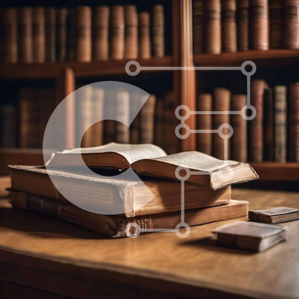 Intra Συλλεκτικό Ξύλινο Παζλ Plywood  4mm - Ανοίξτε το βιβλίο στο τραπέζι στη βιβλιοθήκη με ράφια στο φόντο Σε Ξύλινο Κουτί - Διαστάσεις Puzzle: 10x10 cm – 25 κομμάτια