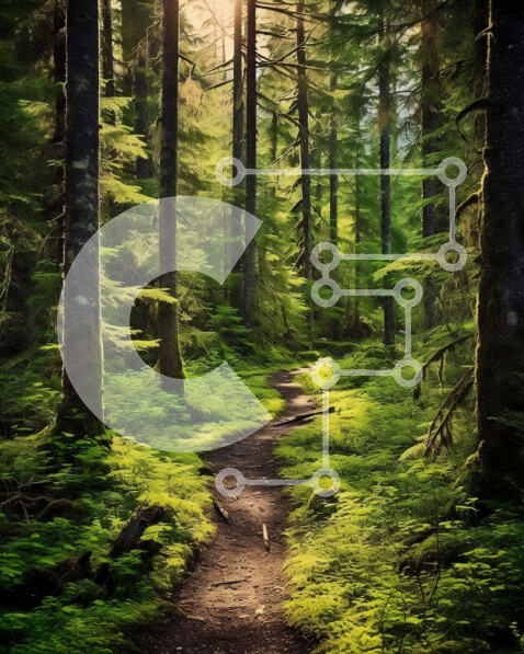 Intra Συλλεκτικό Ξύλινο Παζλ Plywood  4mm - Όμορφη εικόνα ενός στενού μονοπατιού σε ένα δάσος με ψηλά δέντρα και διακεκομμένο φως του ήλιου Σε Ξύλινο Κουτί - Διαστάσεις: 10x10 cm – 25 κομμάτια