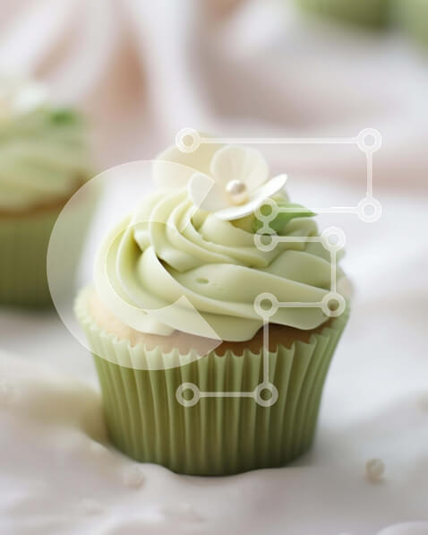 Σετ των 2 Intra Συλλεκτικό Ξύλινο Παζλ Plywood  4mm - Λαχταριστά cupcakes με πράσινο παγωμένο και λευκά λουλούδια Σε Ξύλινο Κουτί - Διαστάσεις: 10x10 cm – 25 κομμάτια