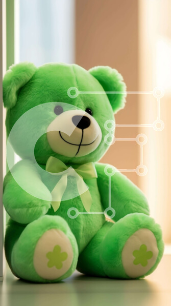 Intra Συλλεκτικό Ξύλινο Παζλ Plywood  4mm - Πράσινο αρκουδάκι που κάθεται μπροστά από το παράθυρο Σε Ξύλινο Κουτί - Διαστάσεις: 10x10 cm – 25 κομμάτια