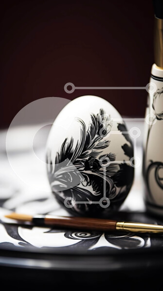 Intra Συλλεκτικό Ξύλινο Παζλ Plywood  4mm - Πασχαλινό αυγό με πινέλα βαφής και διακοσμητικά Σε Ξύλινο Κουτί - Διαστάσεις: 10x10 cm – 25 κομμάτια