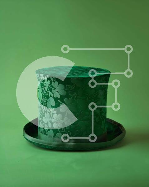 Intra Συλλεκτικό Ξύλινο Παζλ Plywood  4mm - Καπέλο με πράσινο τριφύλλι διακοσμημένο για την ημέρα του Αγίου Πατρικίου Σε Ξύλινο Κουτί - Διαστάσεις: 10x10 cm – 25 κομμάτια