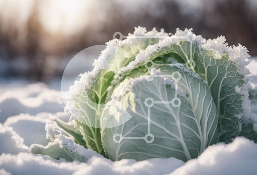 Intra Συλλεκτικό Ξύλινο Παζλ Plywood  4mm - Χιονισμένο πράσινο λάχανο Σε Ξύλινο Κουτί - Διαστάσεις: 10x10 cm – 25 κομμάτια