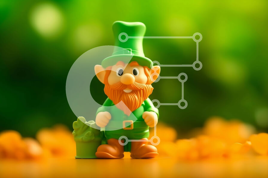 Intra Συλλεκτικό Ξύλινο Παζλ Plywood  4mm - Παιχνίδι Leprechaun σε πορτοκαλί φόντο με κίτρινα φύλλα Σε Ξύλινο Κουτί - Διαστάσεις: 10x10 cm – 25 κομμάτια