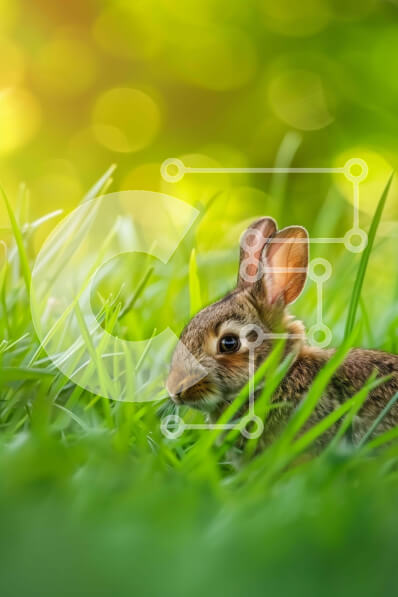 Σετ των 2 Intra Συλλεκτικό Ξύλινο Παζλ Plywood  4mm - Αξιολάτρευτο λαγουδάκι κουνέλι στο γρασίδι Σε Ξύλινο Κουτί - Διαστάσεις: 10x10 cm – 25 κομμάτια