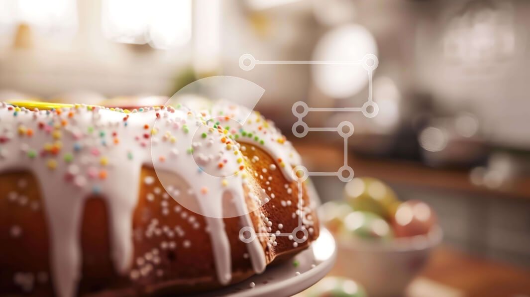 Σετ των 2 Intra Συλλεκτικό Ξύλινο Παζλ Plywood  4mm - Πολύχρωμο Sprinkle Bundt Cake με αυγά Σε Ξύλινο Κουτί - Διαστάσεις: 10x10 cm – 25 κομμάτια