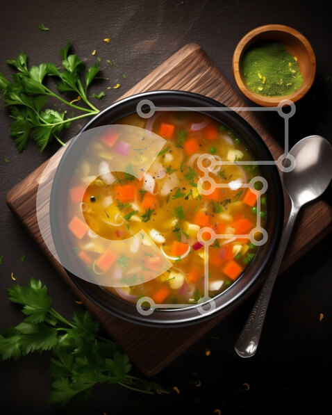 Σετ των 2 Intra Συλλεκτικό Ξύλινο Παζλ Plywood  4mm - Νόστιμη και υγιεινή σούπα λαχανικών με καρότα, πατάτες και πράσινα φασόλια Σε Ξύλινο Κουτί - Διαστάσεις: 10x10 cm – 25 κομμάτια