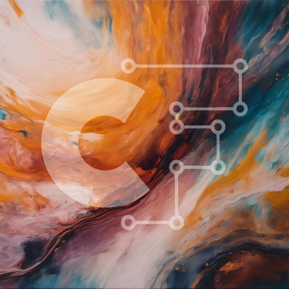 Intra Συλλεκτικό Ξύλινο Παζλ Plywood  4mm - Αφηρημένη ζωγραφική με στροβιλιζόμενα πορτοκαλί, μπλε και κίτρινα χρώματα Σε Ξύλινο Κουτί - Διαστάσεις Puzzle: 10x10 cm – 25 κομμάτια