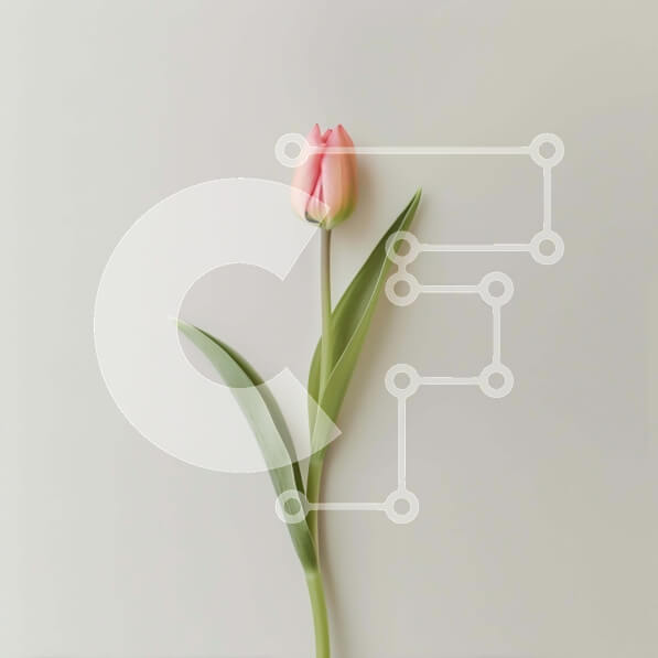 Intra Συλλεκτικό Ξύλινο Παζλ Plywood  4mm - Μονό ροζ λουλούδι τουλίπας με πράσινα φύλλα Σε Ξύλινο Κουτί - Διαστάσεις: 10x10 cm – 25 κομμάτια